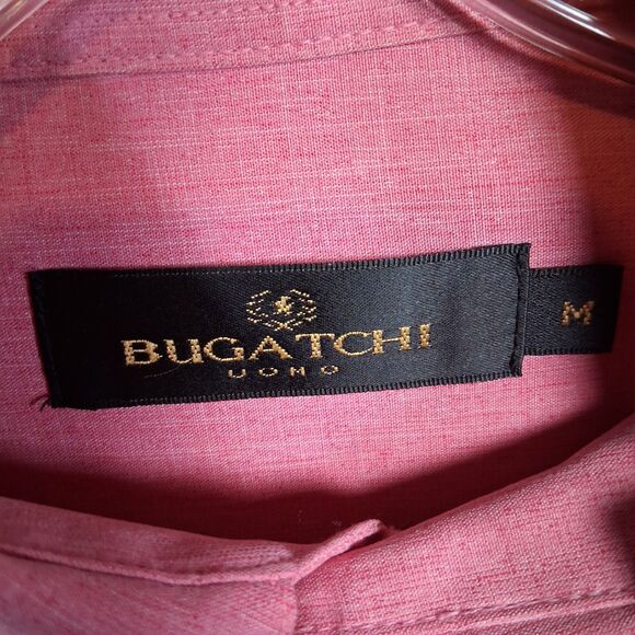 Bugatchi Dress Shirt Sz Medium Pink Pastel Long Sleeve Button Up Rayon Polyester - Picture 5 of 7